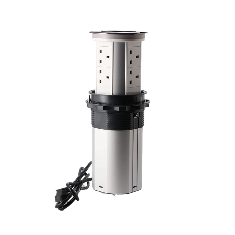 Pop Up Socket Electrical 13A With USB Vertical Motorized Recessed Compact Furniture Socket aluminum alloy