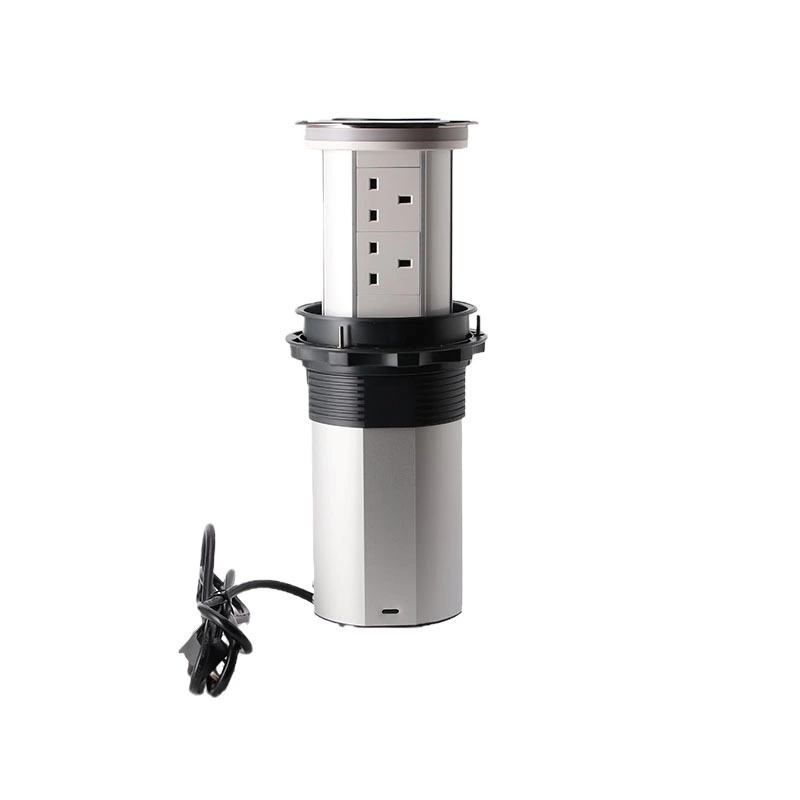 Pop Up Socket Electrical 13A With USB Vertical Motorized Recessed Compact Furniture Socket aluminum alloy