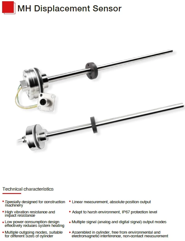 MH Series Magnetostrictive Linear Position Sensors Analog/CAN Bus Output