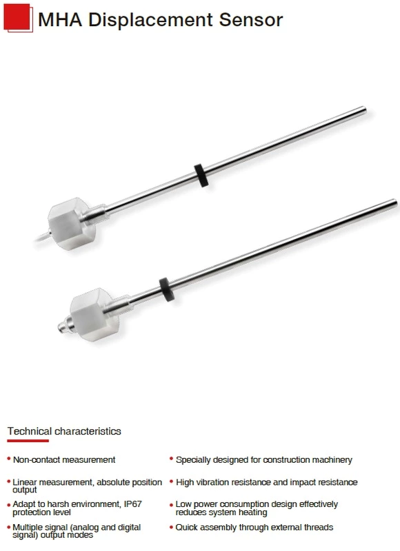 MHA Series Magnetostrictive Linear Position Sensors For Mobile Hydraulics Analog/CAN Bus Output