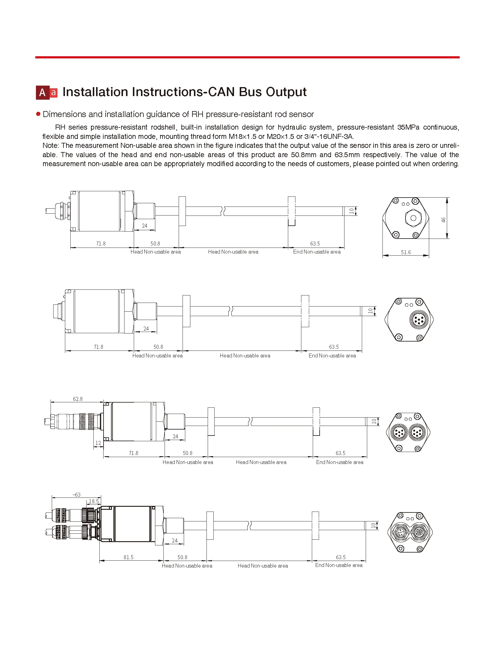 RH/RP Displacement Sensor-CAN Bus Output Magnetostrictive Displacement Sensor
