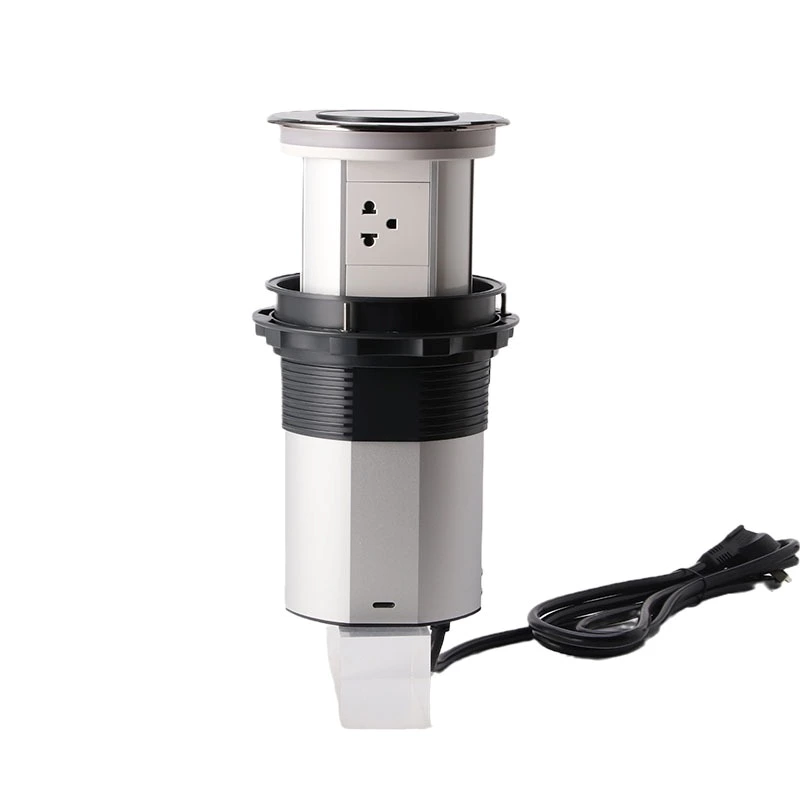 AU Plug Three-position high level WIFI smart Motorized kitchen worktop pop up socket with USB-C led light 15W wireless charging