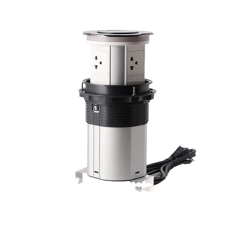 AU Plug Three-position high level WIFI smart Motorized kitchen worktop pop up socket with USB-C led light 15W wireless charging