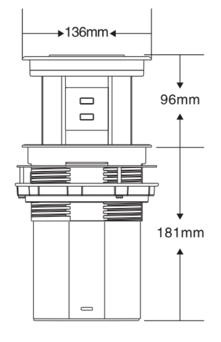 IL Plug Three-position high electric pop up socket with USB-C led light 15W wireless charging electric pop up socket