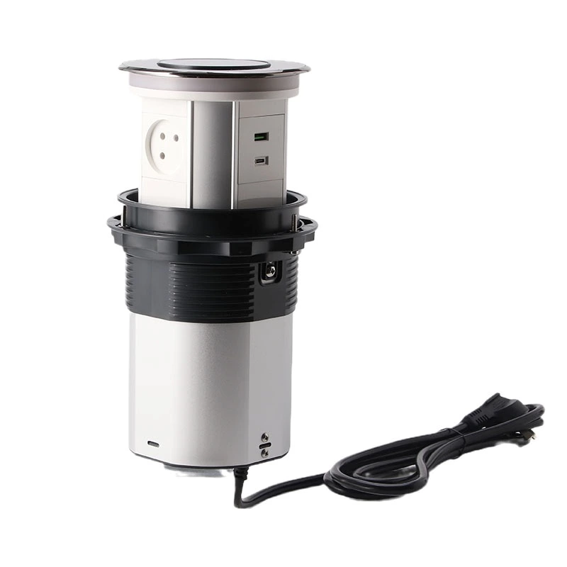 IL Plug Three-position high electric pop up socket with USB-C led light 15W wireless charging electric pop up socket