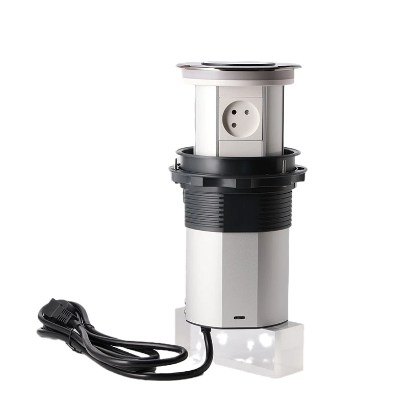 IL Plug Three-position high electric pop up socket with USB-C led light 15W wireless charging electric pop up socket