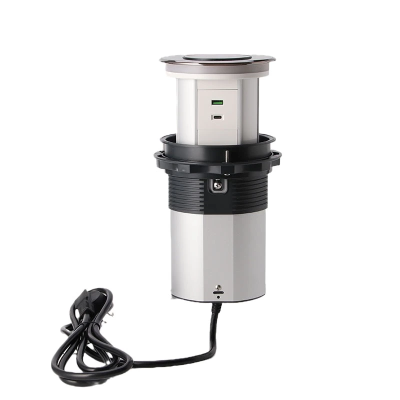 IL Plug Three-position high electric pop up socket with USB-C led light 15W wireless charging electric pop up socket