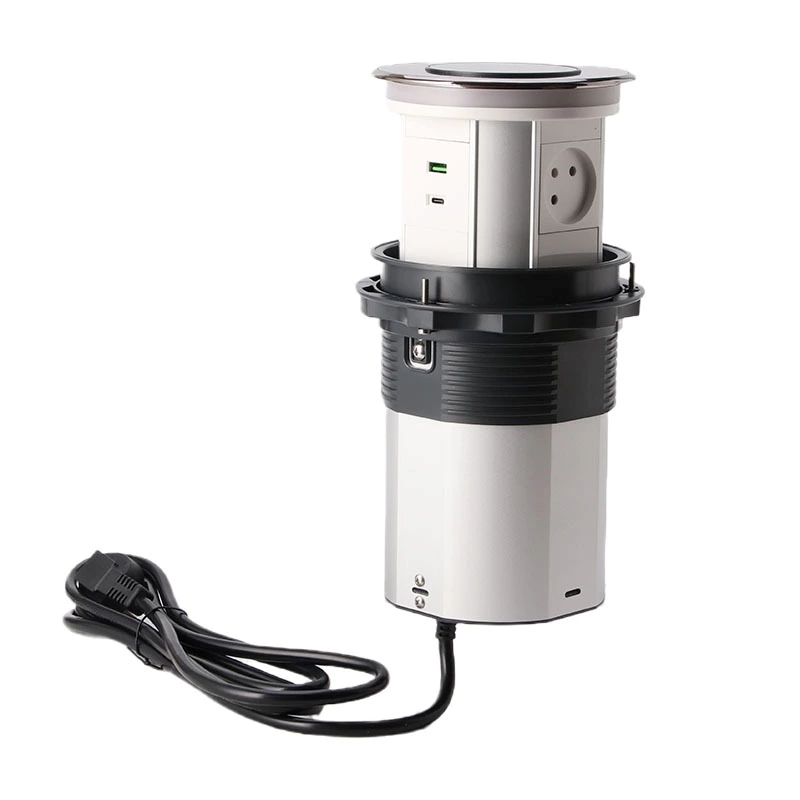 IL Plug Three-position high electric pop up socket with USB-C led light 15W wireless charging electric pop up socket