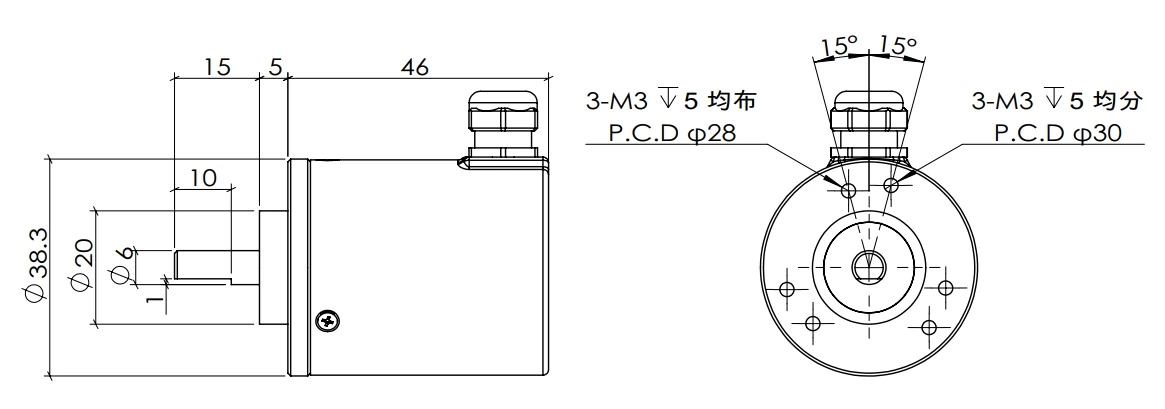 Single-turn Absolute Encoder, 0-10V Analog Voltage Output, Body Size 38mm, 50mm, 58mm, Shaft Diameter Selectable Solid Shaft Encoder