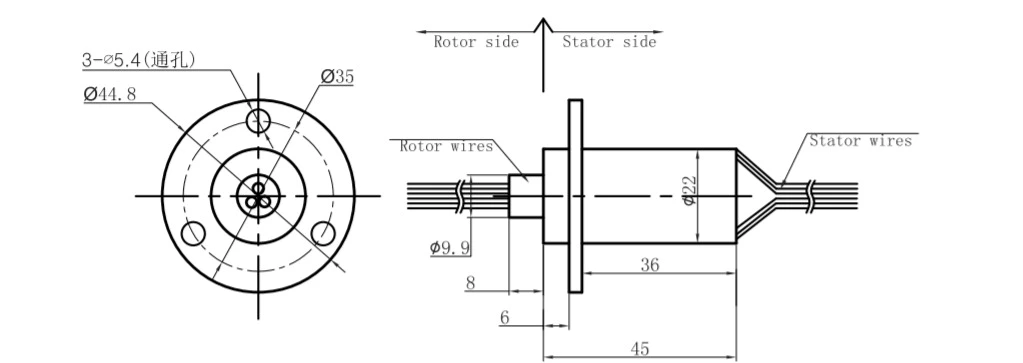 SR022-2P 30A Electrical Rotary Joint Capsule Slip Ring