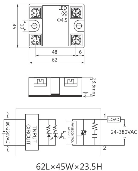 SSR-40AA AC-AC Control Mode 40A Single Phase Solid State Relay