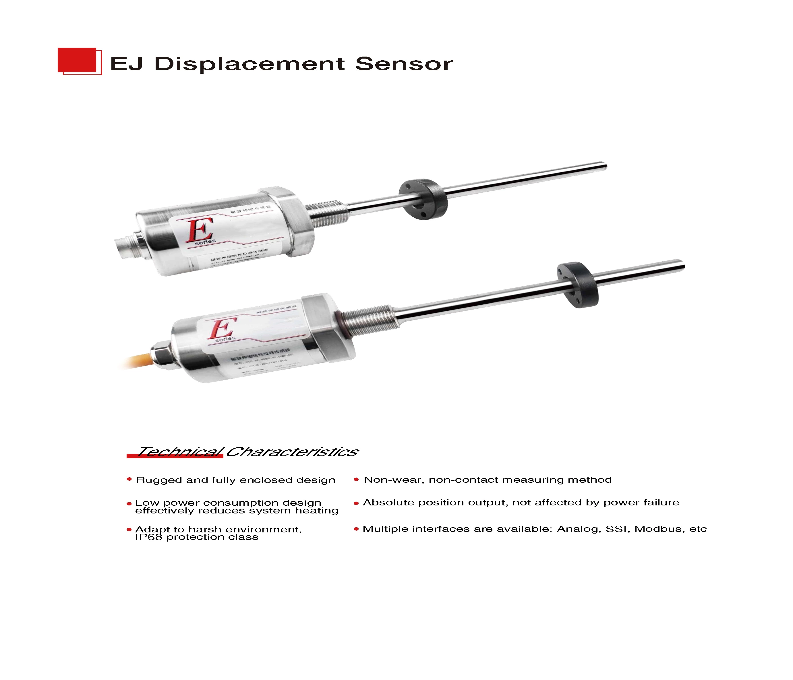 EJ-Series Magnetostrictive Linear Position Sensors Analog/ModBus/SSI Output