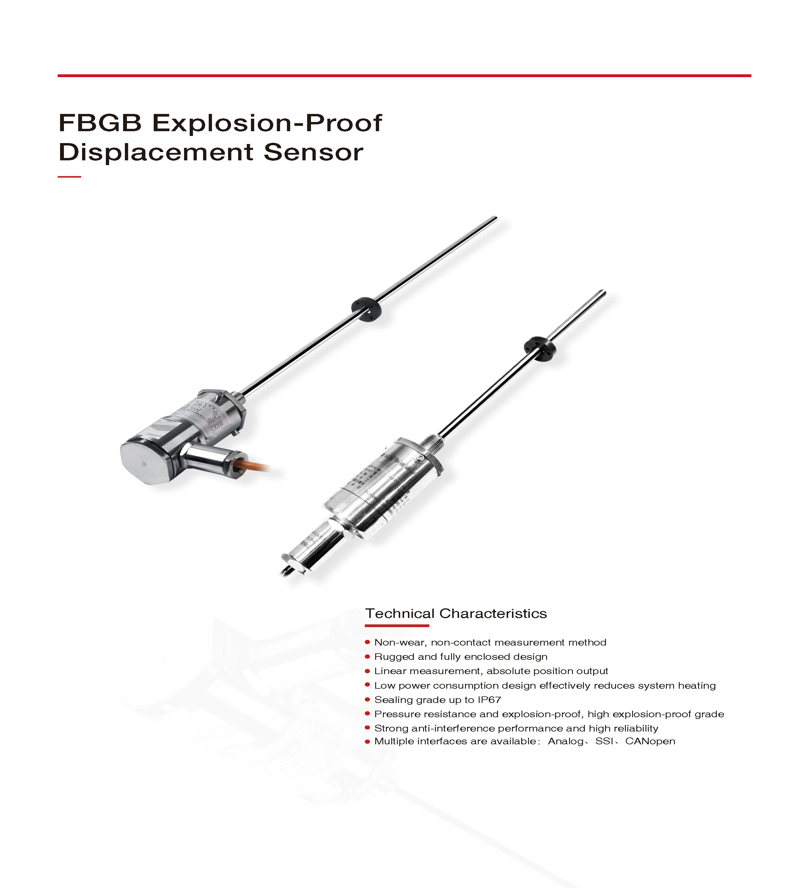 FBGB SSI Output Explosion-Proof Displacement Sensor