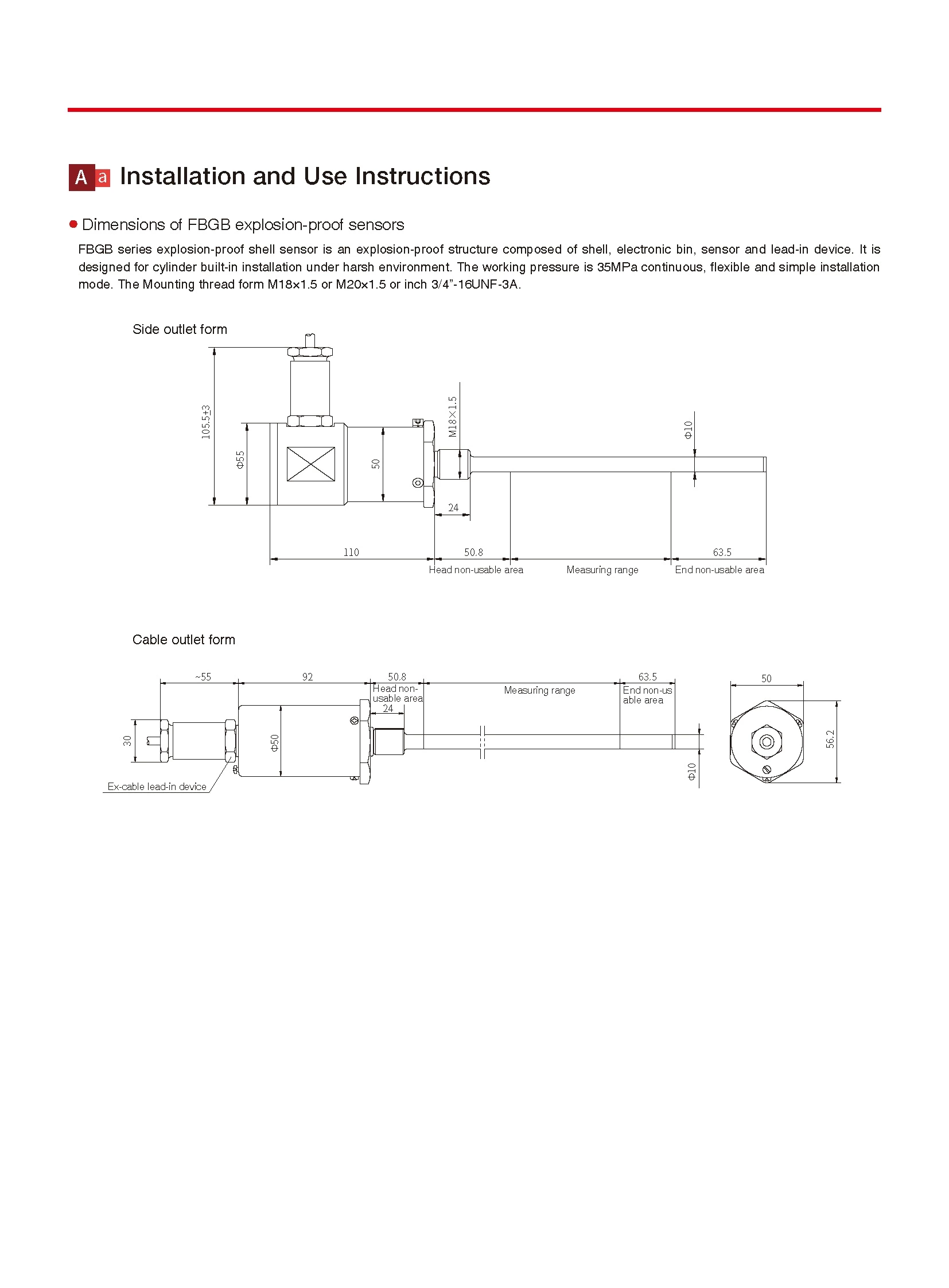 FBGB Analog Output Explosion-Proof Displacement Sensor