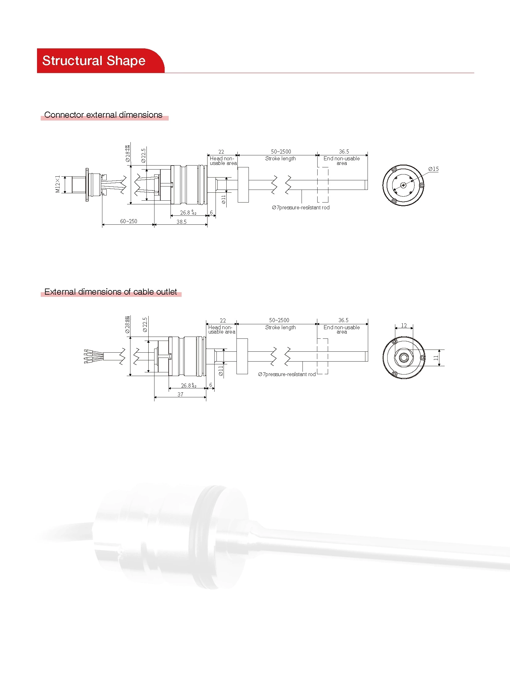 MI Series Magnetostrictive Linear Position Sensors Analog/CAN Bus Output