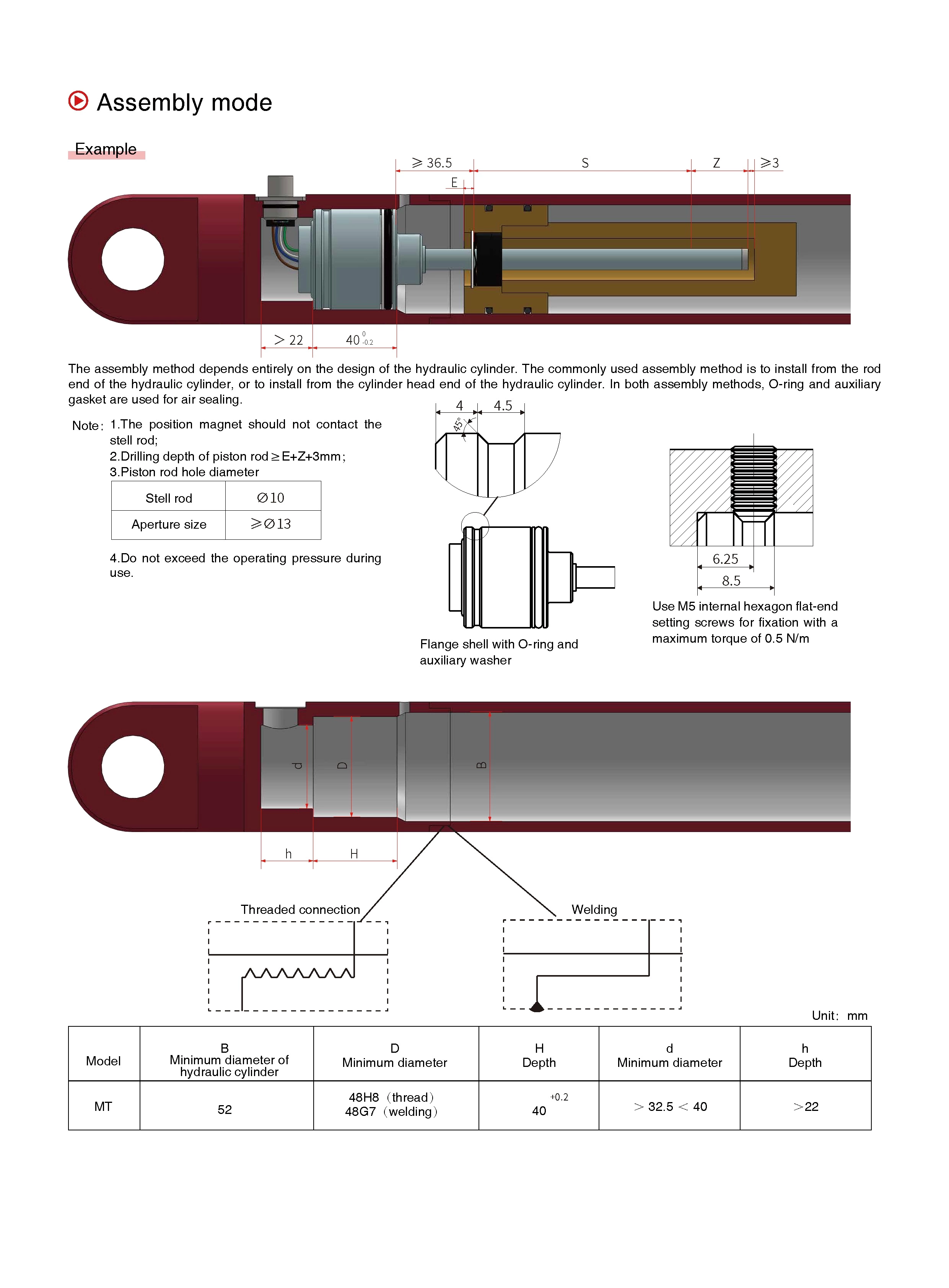 MT Series Magnetostrictive Linear Position Sensors For Mobile Hydraulics Analog Output