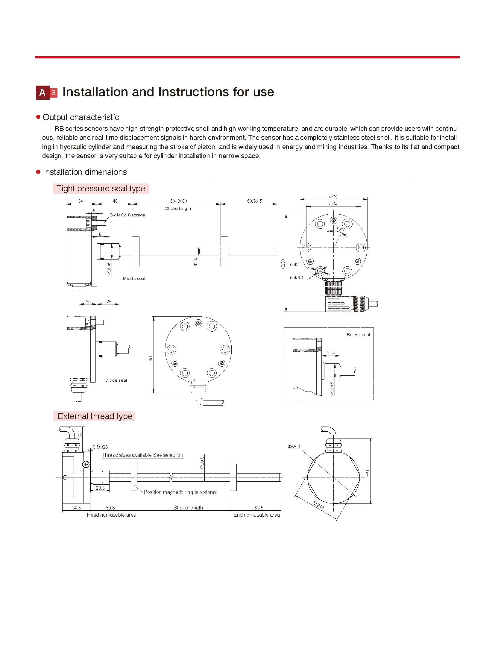 RB Analog Output Split Displacement Sensor
