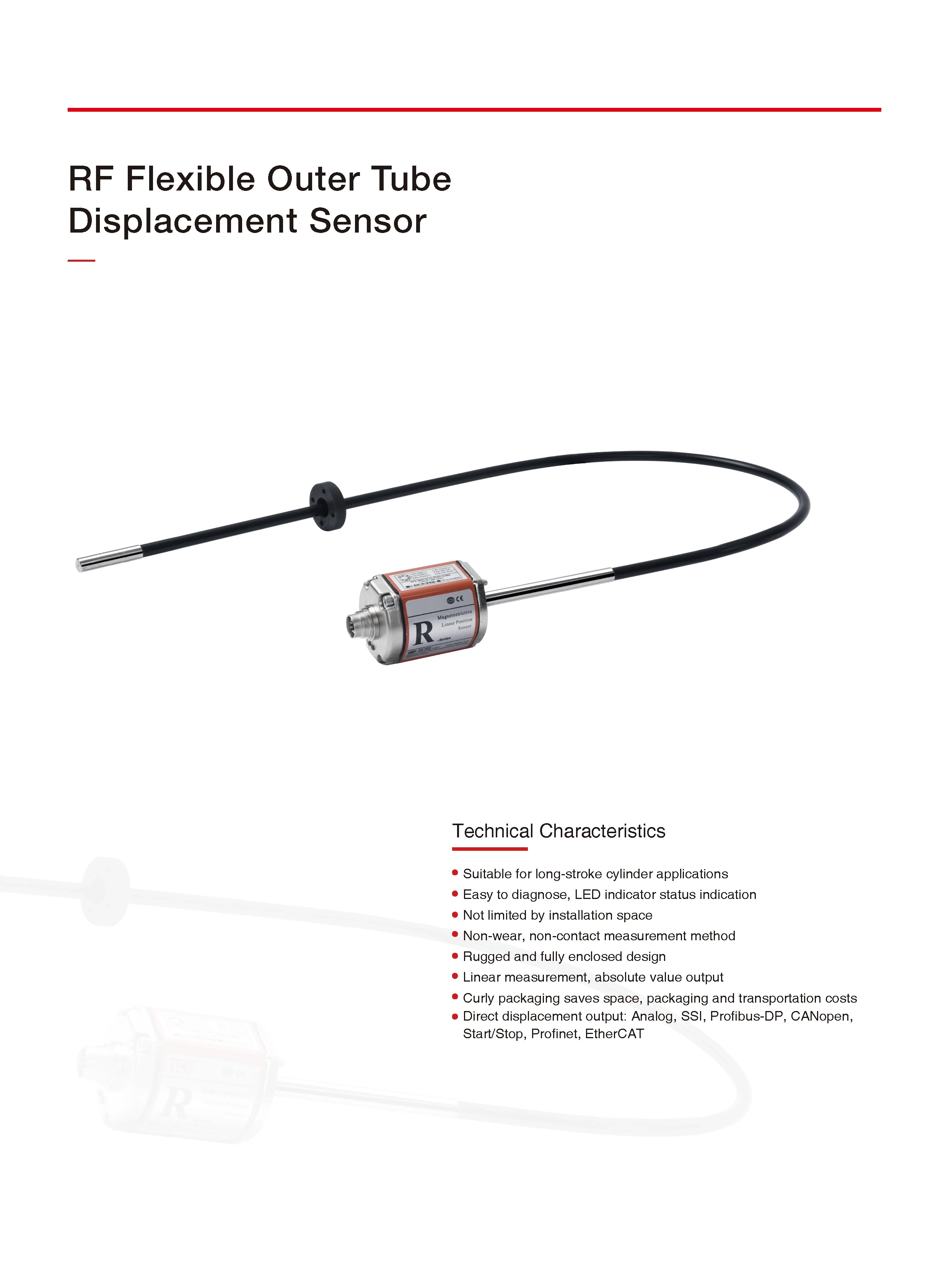 RF EtherCAT Output Flexible Outer Tube Displacement Sensor