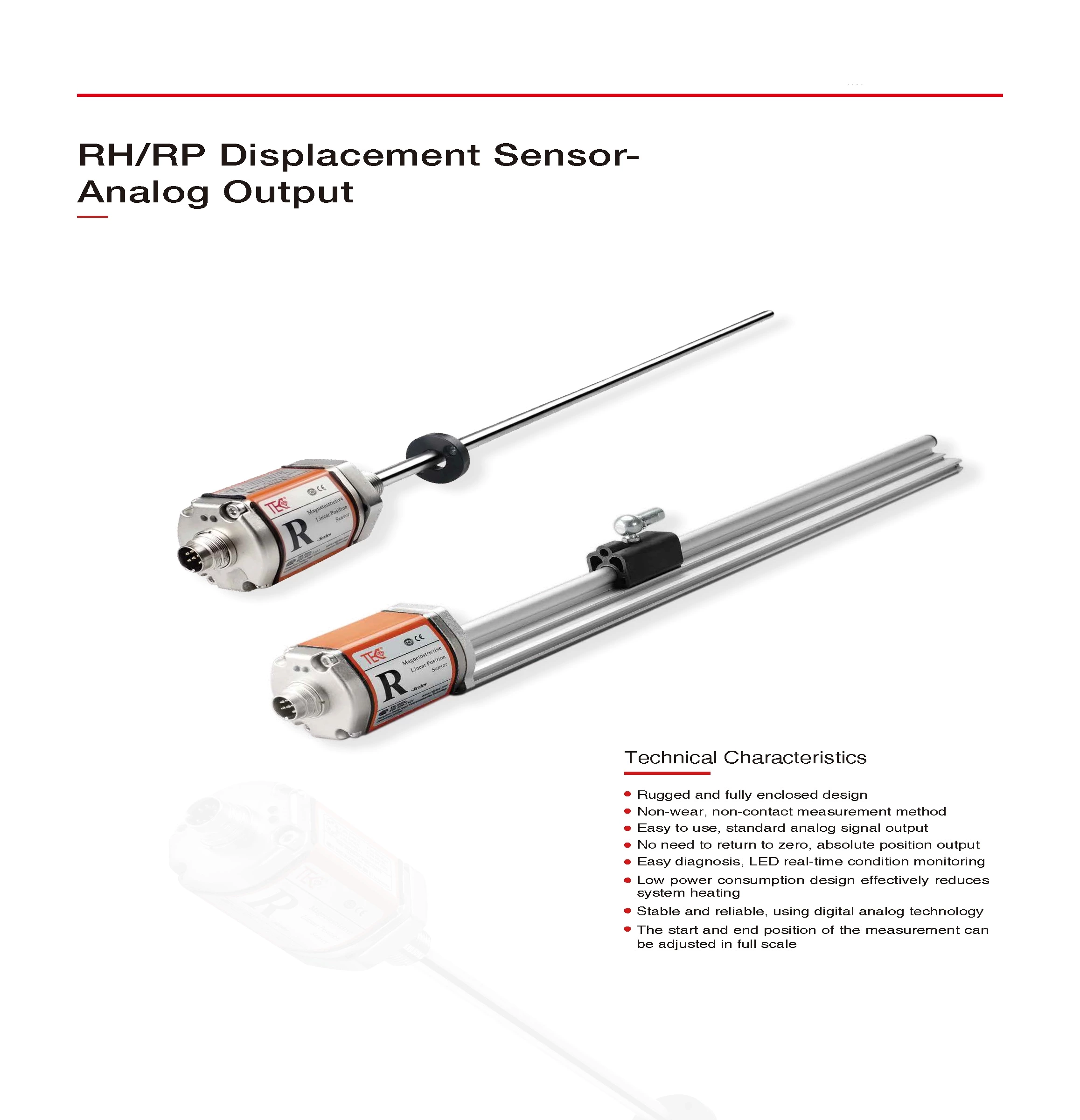 RH/RP Displacement Sensor- Analog Output Magnetostrictive Displacement Sensor