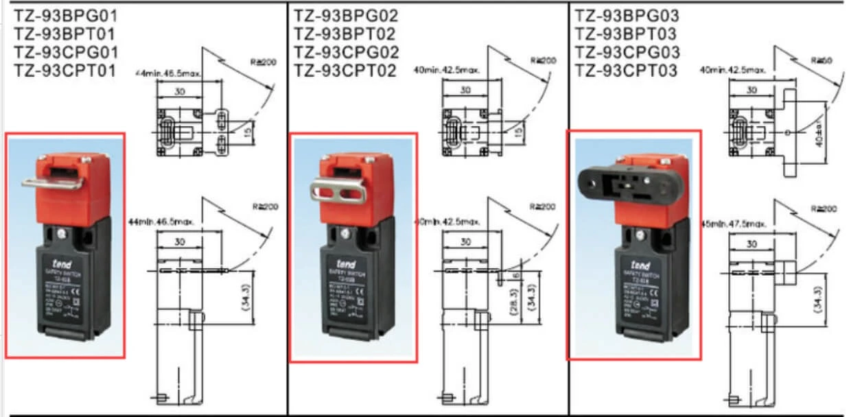 Vertical Mounting Type Limit Switch Door Safety Switch