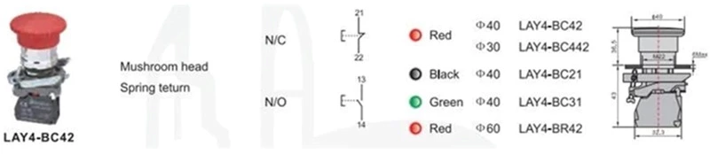 Green Mushroom Cap Push To Exit Button Switch 1NO 1NC DPST Emergency Stop Push Button Switch