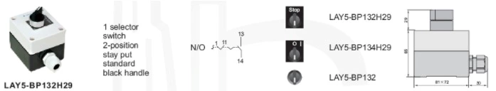 LAY5-BP134H29 2position rotary push button control box