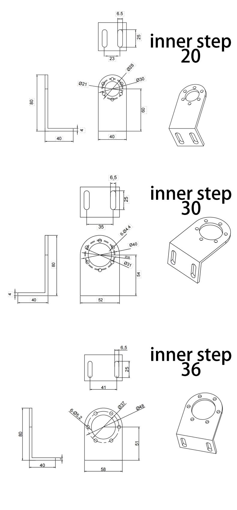Rotary Encoder Bracket L-Bracket Fixed Mount B-20L Aluminum alloy thickening