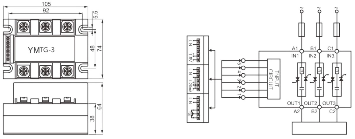 YMTG-3H3840A 40A Three Phase AC Power Regulation Module