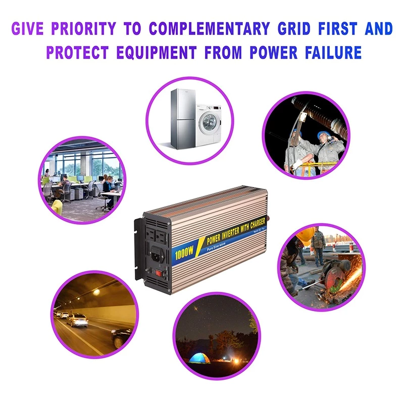 SGPC 1000W Pure Sine Wave Inverter With UPS Inverter 12V 220V Solar Inverter Battery Charger High Frequency