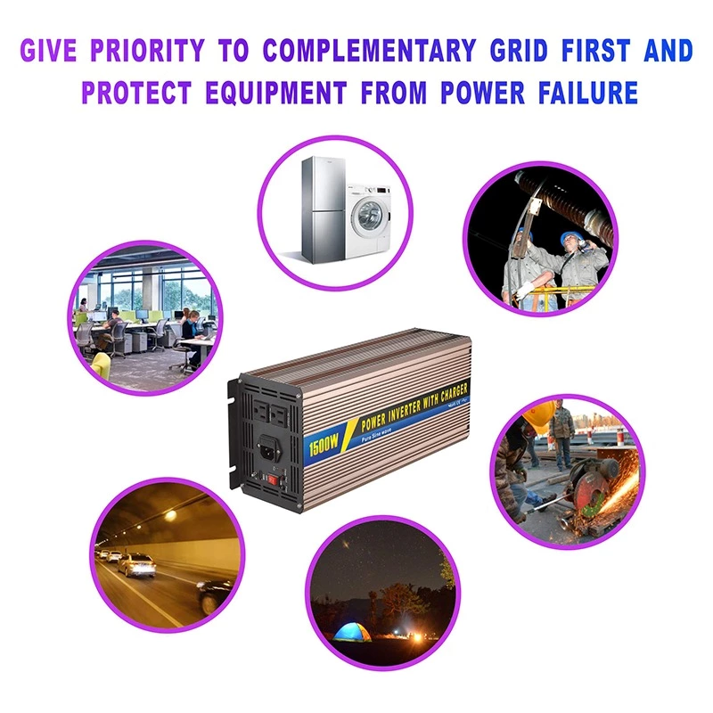 SGPC 1500W Pure Sine Wave Inverter With UPS Inverter 12V 220V Solar Inverter Battery Charger High Frequency