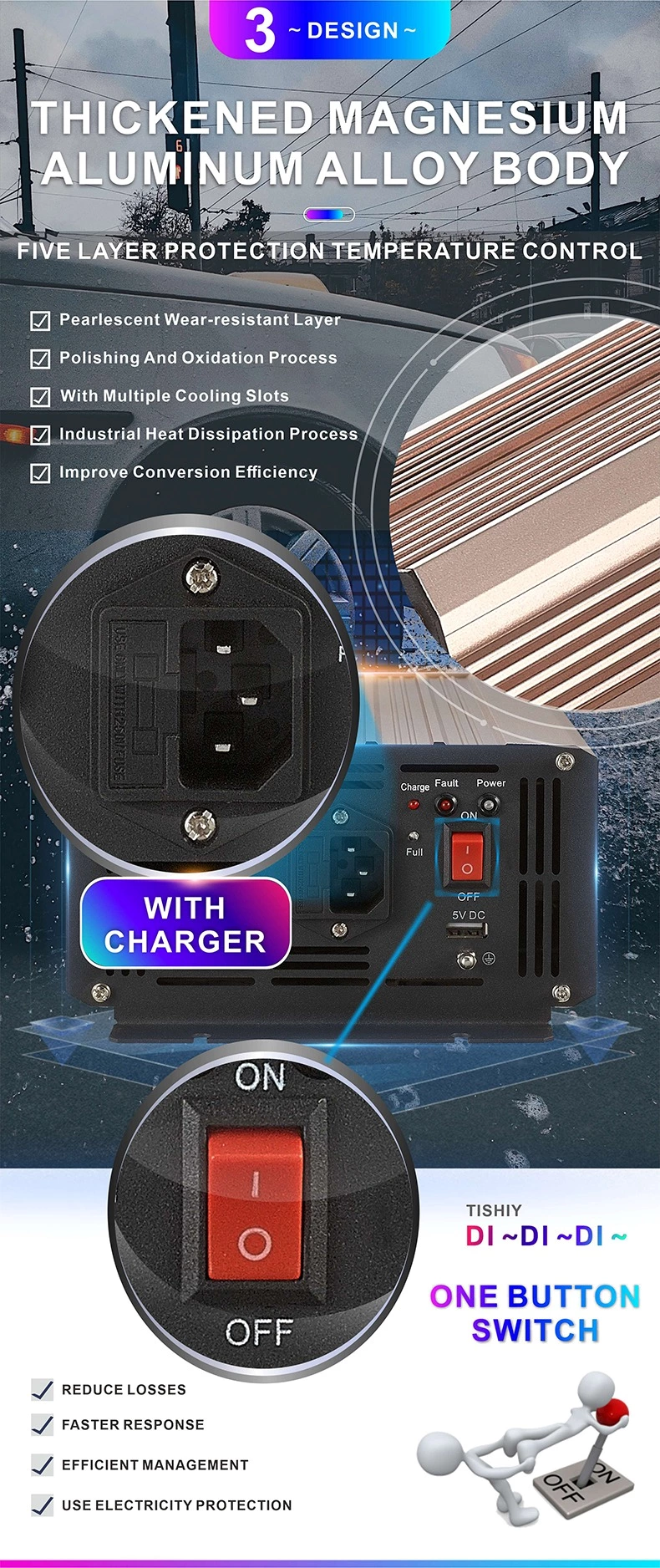 SGPC-500w Charging with UPS (charging current :12V/10A 24V/5A) Pure sine wave power inverter (optional accessory)