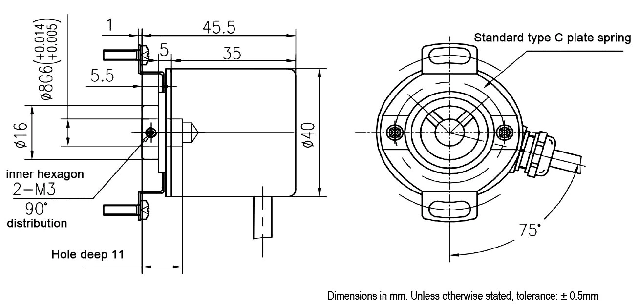 YMP4008 40mm 8mm 3 Channel Hollow Shaft Incremental Encoder