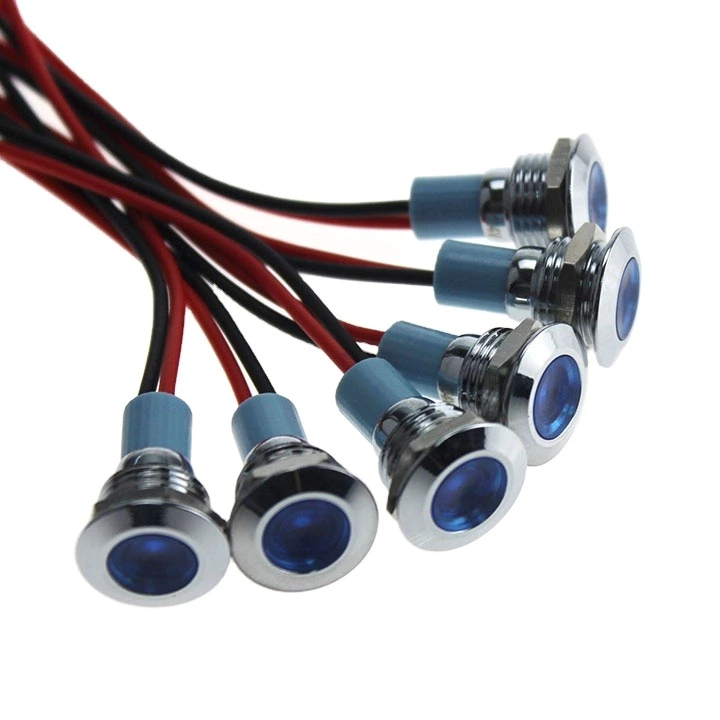 12mm waterproof blue LED stainless steel indicator light push button