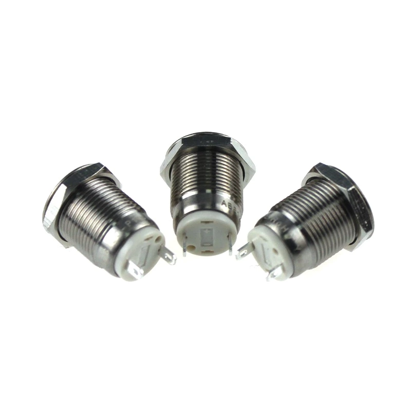 12mm Flat Head ABS12s-P IP67 Momentary Metal Push Button switch