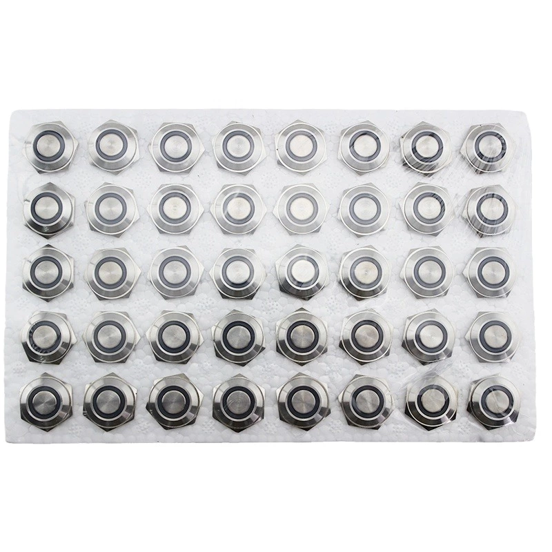 16mm ABS16S-P1-E Ring Red LED IP67 Metal Push Button