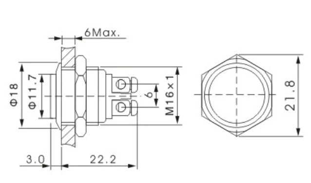 JS16H-10N Metal Button Switch Waterproof
