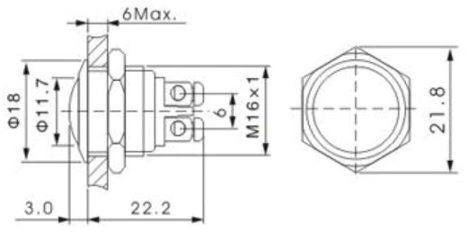JS16B-10/S Stainless Steel Half Ball Type Metal Push Button with 1NO Screw Terminal
