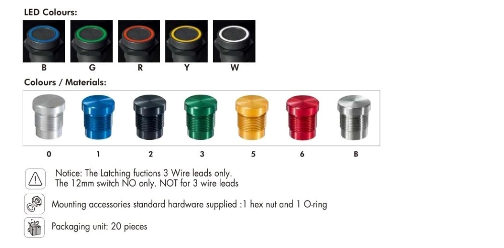 IP68 IP69K PZ19 illuminated flat piezo push button