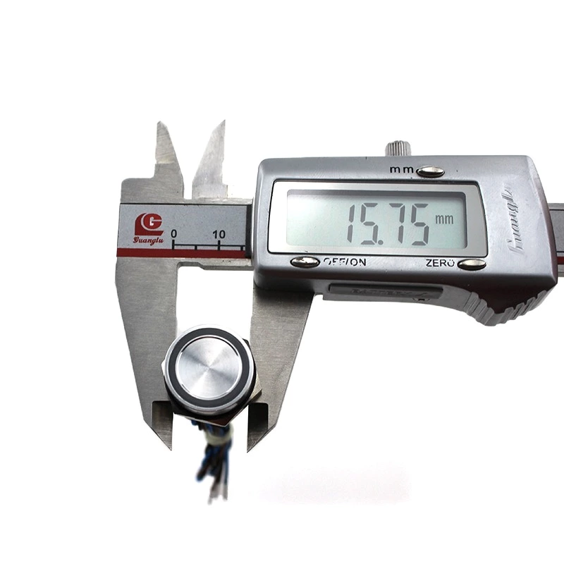 IP68 Waterproof Stainless Steel double color green yellow Ring LED 16mm Piezo push button switch