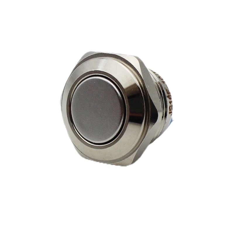JS16F-10JN pin terminal push on off button metal push button with 16mm flat head push button cover