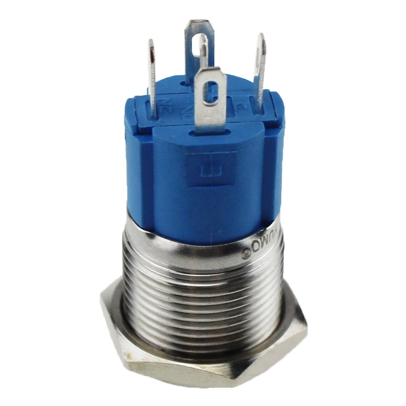 LA16JSF 16mm Diameter 24V Flat Round Stainless Steel Waterproof Led Metal Push Button