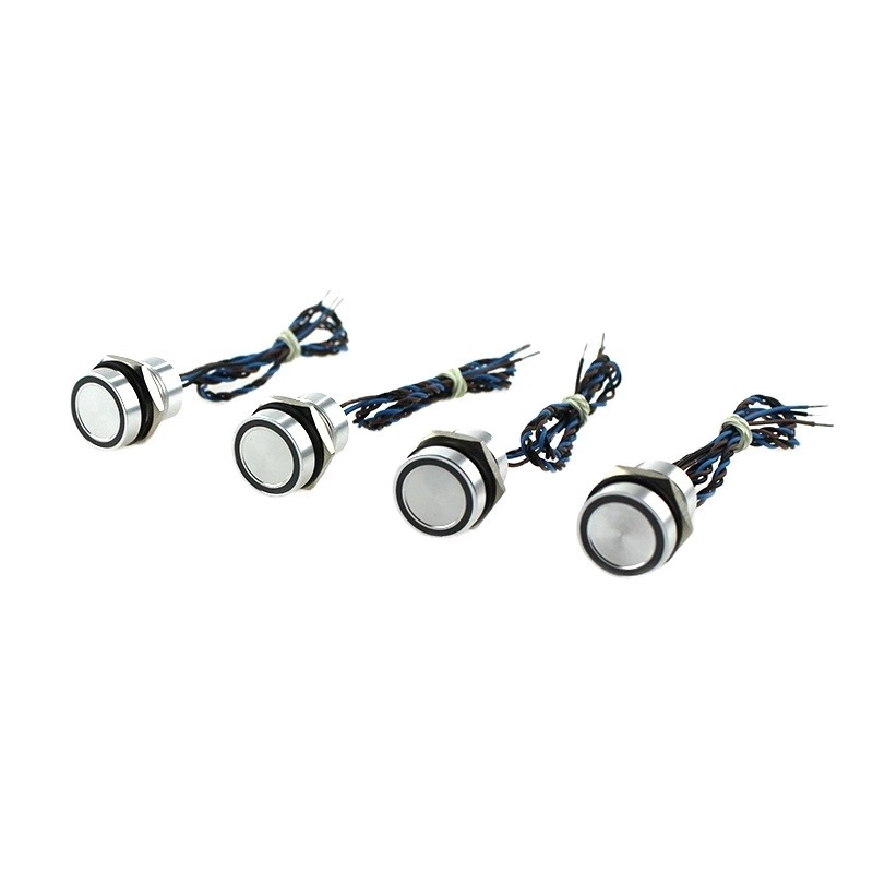 IP68 Waterproof Stainless Steel double color green yellow Ring LED 16mm Piezo push button switch